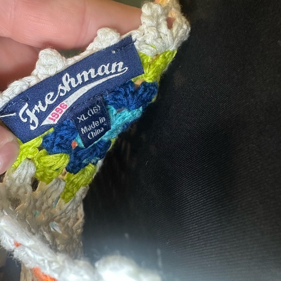 Freshman 1985 Crochet Tank Top Granny Square Boho Festival Knit XS - Picture 2 of 5